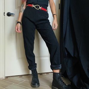 Black velvet trousers